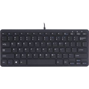 R-Go Compact ergonomisch toetsenbord, plat design, mini toetsenbord, QWERTY (US) layout, bedraad, zwart