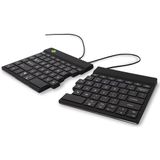 R-Go Split Tastatur, Ergonomische Design mit Geteilte Tastenfeld und Integrierter Pausenanzeige, QWERTY (US) Layout, USB Kabelgebunden, Schwarz