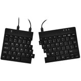 R-Go Split Tastatur, Ergonomische Design mit Geteilte Tastenfeld und Integrierter Pausenanzeige, AZERTY (BE) Layout, USB Kabelgebunden, Schwarz