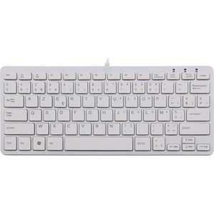 R-Go Compact ergonomisch toetsenbord, plat design, mini toetsenbord, AZERTY (BE) layout, bedraad, wit