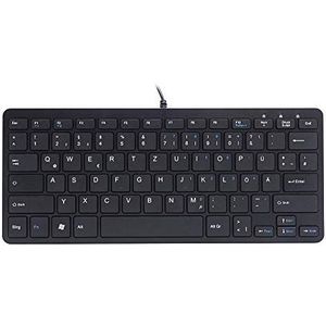 R-Go Tools RGOECQZB Compact Toetsenbord, Ultra-dun, Mini toetsenbord ergonomisch, QWERTZ (DE) Layout, bedraad, Zwart
