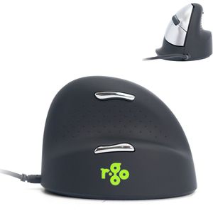 R-Go HE Ergonomische muis, bekabeld, met anti-RSI-software, preventie van peesontsteking, verticale muis, stille klik, compatibel met Windows/MacOS/Linux, 2400 dpi verstelbaar en 5 toetsen, zwart