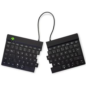 Tastatur R-Go Split Break, kabellos, QWERTZ, 2-geteilt, LED-Pausenanzeige, Bluetooth/USB, schwarz