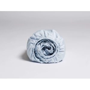 Yumeko hoeslaken katoen satijn sky blauw 180x200x30 - Bio, eco & fairtrade