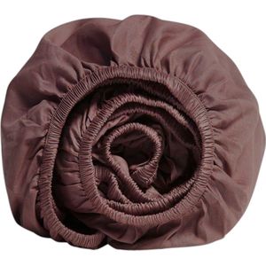 Yumeko hoeslaken katoen satijn roze bruin 90x210x30 - Bio, eco & fairtrade