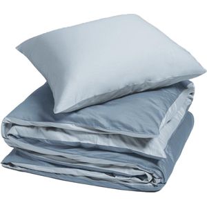 Yumeko overtrekset katoen satijn dubbelzijdig blauw 140x220 + 1/60x70 - Bio, eco & fairtrade