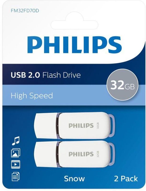 Philips FM32FD70D - USB 2.0 32GB - Snow Edition - Grijs - 2 stuks