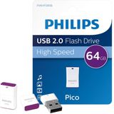 Philips FM64FD85B USB Stick - 64GB - USB 2.0 - Pico - Paars
