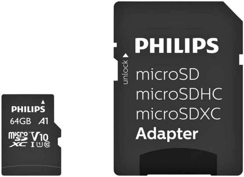 Philips FM64MP45B - Micro SDXC kaart 64GB incl. adapter - Class 10 - UHS-I U1