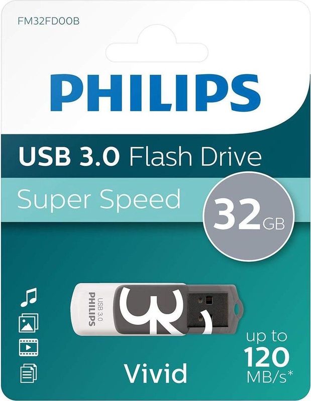 Philips FM32FD00B USB flash drive 32 GB USB Type-A 3.2 Gen 1 (3.1 Gen 1) Zwart, Wit