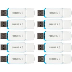 Philips 10 Pack USB Stick 16GB Memory USB 2.0 Flash Drive Snow Edition for PC, Laptop, Computer 10 x 16GB Data Storage Reads up to 21MB/s