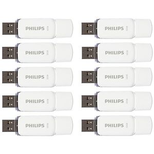 Philips 10 Pack USB Stick 32GB Memory USB 2.0 Flash Drive Snow Edition for PC, Laptop, Computer 10 x 32GB Data Storage Reads up to 23MB/s