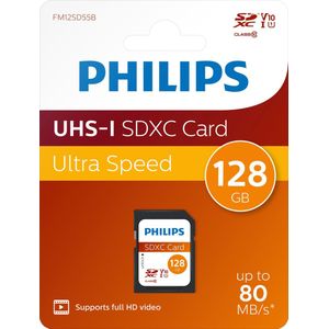 Philips SDXC geheugenkaart 128GB - Class 10 - UHS-I U1 - FM12SD55B