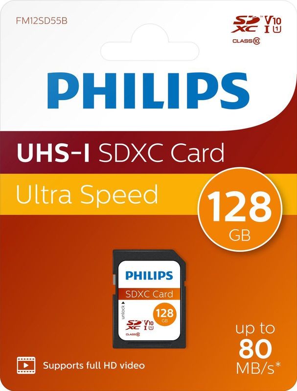 Philips SD-Kaart SDXC 128GB Class 10 UHS-I 80MB/s