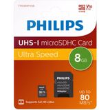 Philips Micro SDHC Kaart 8GB - Class 10 UHS-I - Inclusief SD Adapter