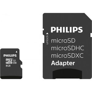 Philips Micro SDHC Kaart 8GB - Class 10 UHS-I - Inclusief SD Adapter