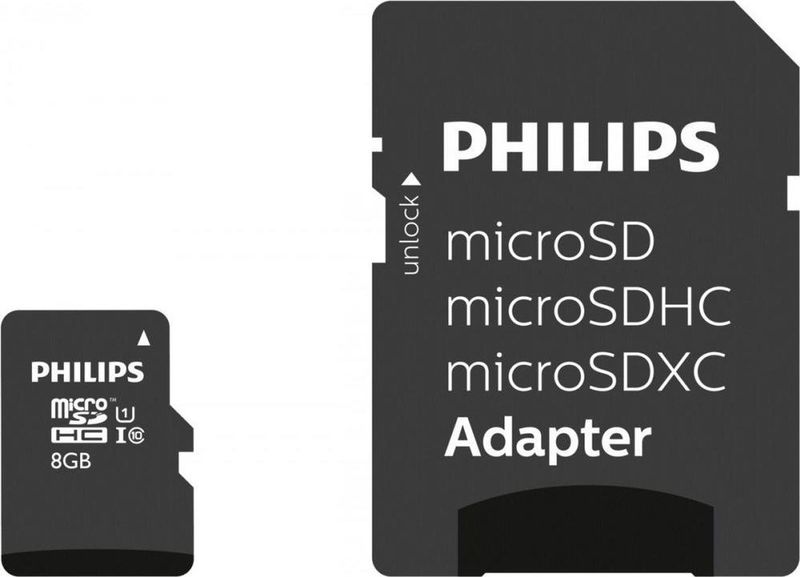 Philips Micro SDHC Kaart 8GB - Class 10 UHS-I - Inclusief SD Adapter