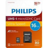 Philips FM16MP45B Micro SDHC kaart 16GB incl. adapter Class 10 UHS I U1