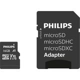 Philips Ultra Speed microSDHC Card 16 GB + SD Adapter UHS-I U1, leest tot 80 MB/s, A1 Fast App Performance, V10, geheugenkaart voor smartphones,tablets,pc's,kaartlezer, Full HD-video