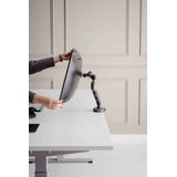 Monitorarm BakkerElkhuizen BE Flexible, für 1 Monitor, bis 10 kg, dreh-, neig- und schwenkbar, 80 mm Klemmweite, VESA-komaptibel, ergonomisch, Höhenverstellbar von 170 bis 582 mm, dunkelgrau/schwarz