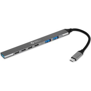 Bakker Elkhuizen Bnechub3a4c Bakker USB-C Hub (USB-C, 7 ports), Docking station + USB-hub, Grijs