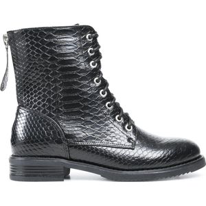 PS Poelman - YARI - Veterboots - Zwart - Imitatieleren Slangenprint