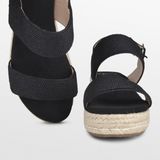 POSH by Poelman CETO Sandalen - Zwart - Imitatie Suède - Gespsluiting
