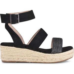 POSH by Poelman - LONA - Dames Sandalen - Zwart met Dierenprint - PU Imitatie Leer