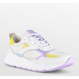 PS Poelman Cibel - 36 - Dames Leren Chunky Runner Sneaker van Mesh en Lakleer - Wit Lila Geel