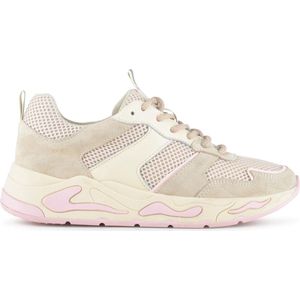PS Poelman - MINION Sneakers - Beige Taupe Roze Multi - Suède Mesh Lakleer Details