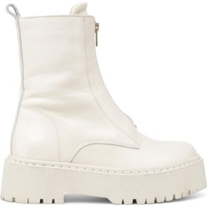PS Poelman - KIMMY - Leren Chunky Chelsea Enkellaarzen - Wit Crème