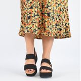 POSH by Poelman - PARIS Dames Sandalen - Zwart - Imitatiesuède - Plateauzool