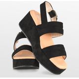 POSH by Poelman - PARIS Dames Sandalen - Zwart - Imitatiesuède - Plateauzool