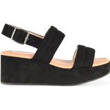 POSH by Poelman - PARIS Dames Sandalen - Zwart - Imitatiesuède - Plateauzool