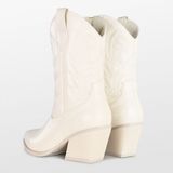 POSH by Poelman JUUL Dames Western Enkel Laarzen - Off White - Imitatieleer - Ritssluiting