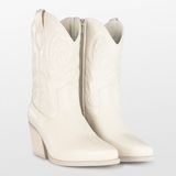 POSH by Poelman JUUL Dames Western Enkel Laarzen - Off White - Imitatieleer - Ritssluiting