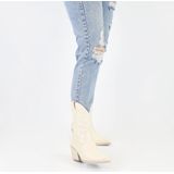 POSH by Poelman - JUUL Dames Western Enkel Laarzen - Off White - Imitatieleer