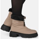 POSH by Poelman - Moon - Dames Snowboots - Taupe - Nylon - Imitatie Bont Voering