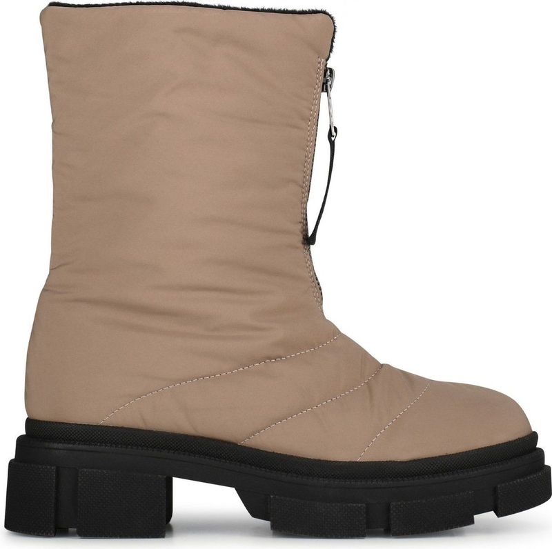 POSH by Poelman - Moon - Dames Snowboots - Taupe - Nylon - Imitatie Bont Voering
