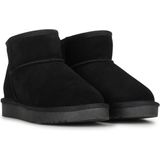 Poelman - Lage Schapenvacht Boots - Zwart - Suède - Rubberen Zool