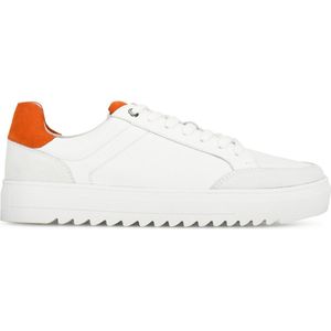 PS Poelman MIKE Heren Sneakers - Wit met oranje combinatie - Maat 44