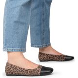 PS Poelman - Ballerina's - Beige/Zwart - Suède - Instapmodel met Hak