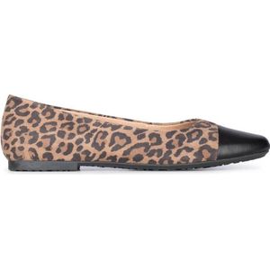 PS Poelman - Ballerina's - Beige/Zwart - Suède - Instapmodel met Hak