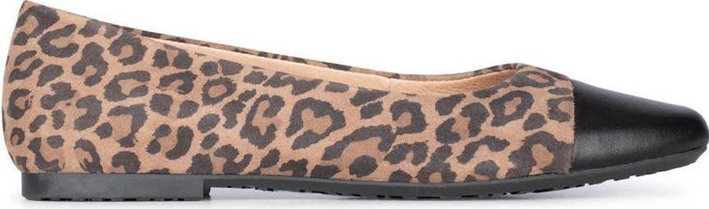 PS Poelman - Ballerina's - Beige/Zwart - Suède - Instapmodel met Hak