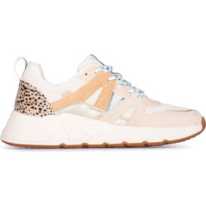 POSH by Poelman - CAROCEL Dames Sneakers - Beige - Imitatieleer met Panterprint
