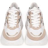 PS Poelman Jana Chunky Leren Sneakers Beige/Wit