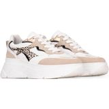 PS Poelman Jana Chunky Leren Sneakers Beige/Wit