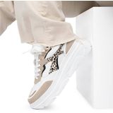 PS Poelman Jana Chunky Leren Sneakers Beige/Wit