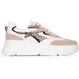 PS Poelman Jana Chunky Leren Sneakers Beige/Wit