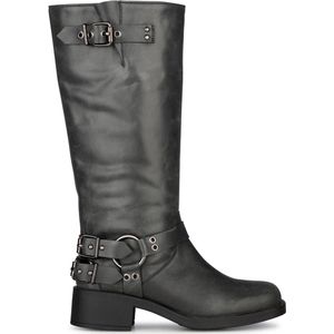 PS Poelman Leren Bikerboots Zwartgrijs